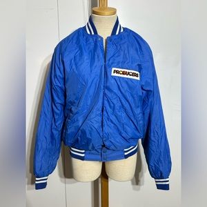 Vtg Producers Bomber Jacket Mens Large Blue Snap Button Jacket